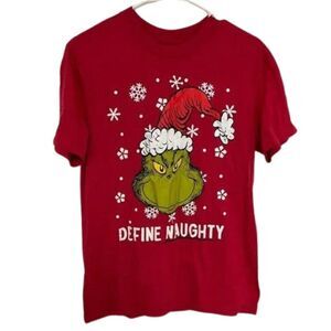 Grinch T Shirt Christmas Holiday size M Red White Define Naughty Dr Seuss